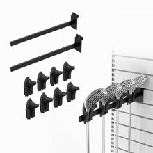 Load image into Gallery viewer, Swift Courser 2 Packs Golf Club Holder Wood and Driver Organize Storage Display for Slatwall to Hold 4 Clubs, 16.33&quot;, Black (Bracket (Black) + Holder (Black), 16.33&quot; (41.5cm))