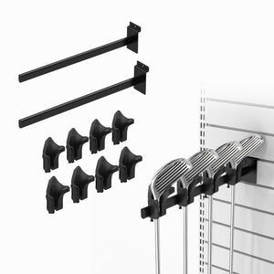 Swift Courser 2 Packs Golf Club Holder Wood and Driver Organize Storage Display for Slatwall to Hold 4 Clubs, 16.33", Black (Bracket (Black) + Holder (Black), 16.33" (41.5cm))