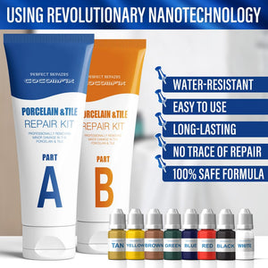 Tile Repair Kit, Ceramic Tile Repair Kit(Color Match), Porcelain Repair Kit with Super Strong Adhesion, Fix Chips, Cracks and Holes on Ceramic Tile, Porcelain, Acrylic, Fiberglass, Enamel