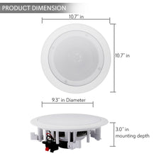 Load image into Gallery viewer, Pyle Pair 8&quot; Bluetooth Flush Mount In-wall In-ceiling 2-Way Universal Home Speaker System Spring Loaded Quick Connections Polypropylene Cone Polymer Tweeter Stereo Sound 250 Watts (PDICBT852RD)