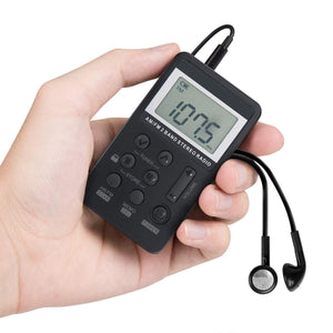 Personal AM/FM Pocket Radio Portable VR-robot, Mini Digital Tuning Radio, with Rechargeable Battery, Earphone, Lock Screen for Walk/Jogging/Gym/Camping