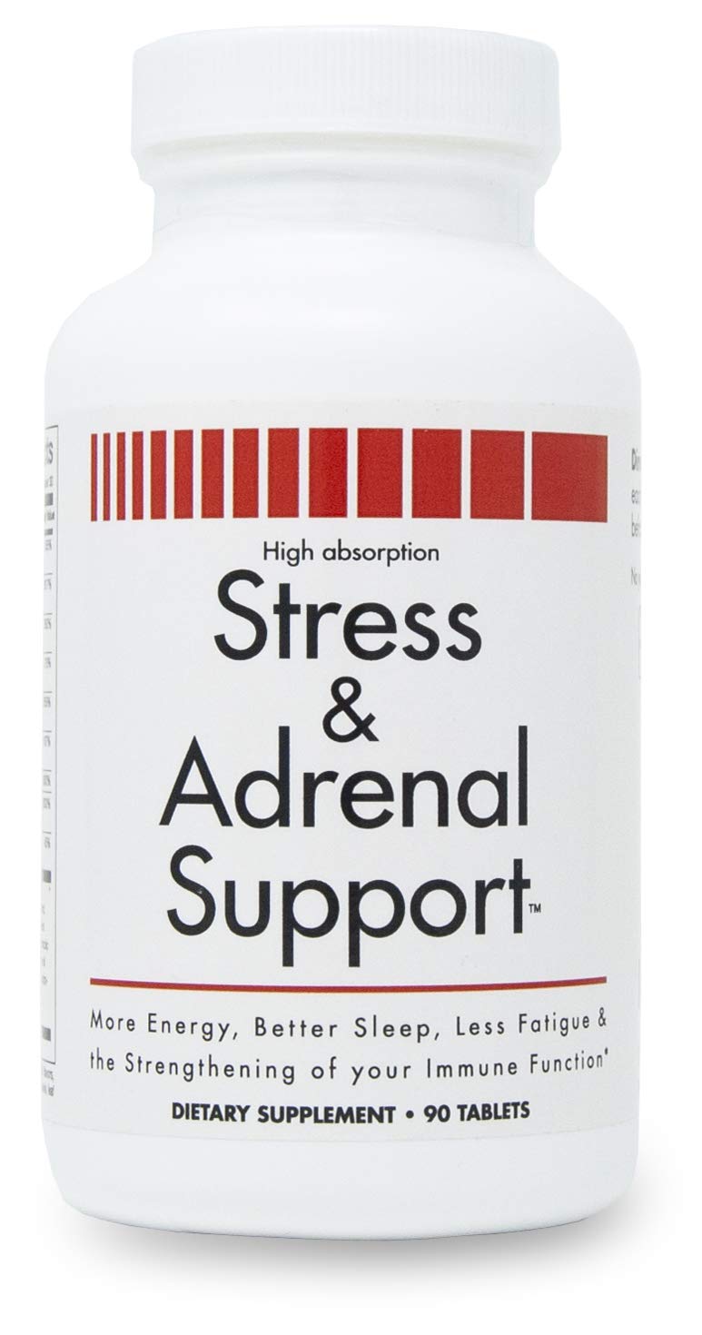 Stress and Adrenal Support - 90 Chewable Tablets - Citrusy Orange Flavor - Easily Digestible - by New Health Products