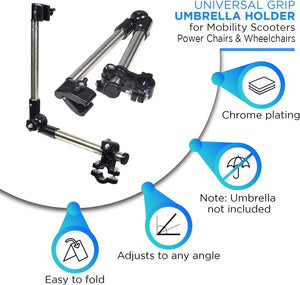 TARSHYRY Elderly Mobility Scooter Umbrella Holder,Universal Umbrella Mount Holder, Adjustable Stretch Umbrella Stand for Mobility Scooter,Stroller,Wheelchair,Beach Chair
