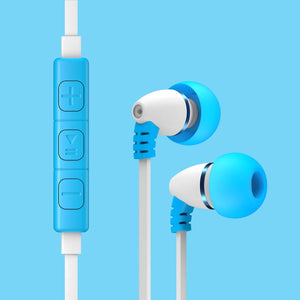 LilGadgets Kids Earbuds Wired for School - Safe & Comfortable, Volume Limited, Wired in Kids Ear Buds with an in-Line Microphone, Travel Case, and Splitter - Blue