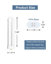 Load image into Gallery viewer, Bug Zapper Light Bulb Replacement for 15W Bug Zapper with 4-Pin Base, Ful 15W-BL U Shaped Twin Tube Bulb for Outdoor Mosquito Zapper, 1 Pack