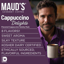 Load image into Gallery viewer, Maud&#39;s Cappuccino Coffee Pods Variety Pack, 56 ct, 8 Assorted Flavors, Recyclable Single Serve Pods – Compatible with Keurig K Cups Maker