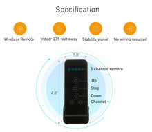 Load image into Gallery viewer, Rollerhouse 5 Channel Blinds Remote RF 433.92 Replacement Controller for Motorized Windows Shades and Blinds, Black