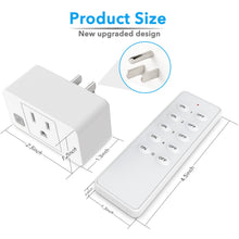 Load image into Gallery viewer, Remote Control Outlet Switch, Wireless On Off Power Plug 1800W Electrical Outlet Switch Sockets, Remote Light Switch for Household Appliances, 230ft RF Range, 3 Outlets + 1 Remote