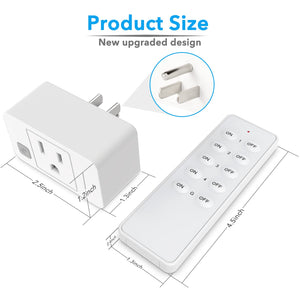 Remote Control Outlet Switch, Wireless On Off Power Plug 1800W Electrical Outlet Switch Sockets, Remote Light Switch for Household Appliances, 230ft RF Range, 3 Outlets + 1 Remote