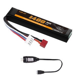 VICMILE 1400mAh Airsoft Battery 11.1V Lipo Battery with Deans T Plug 30C High Discharge Rate Rechargeable 3S Lipo Battery for Airsoft Model Guns