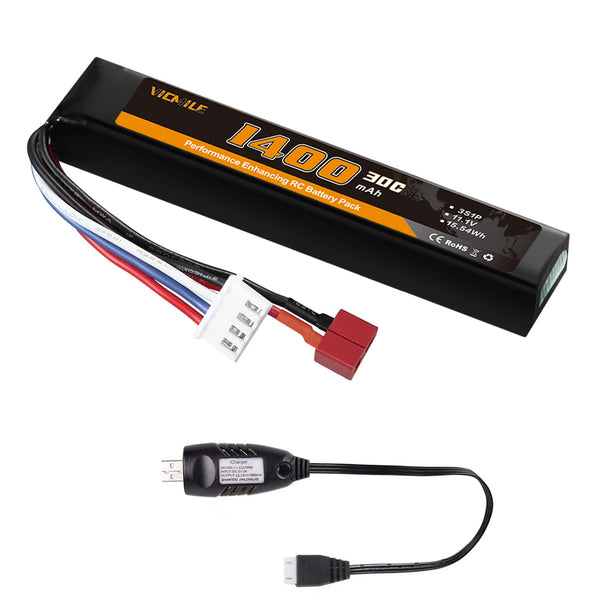 VICMILE 1400mAh Airsoft Battery 11.1V Lipo Battery with Deans T Plug 30C High Discharge Rate Rechargeable 3S Lipo Battery for Airsoft Model Guns