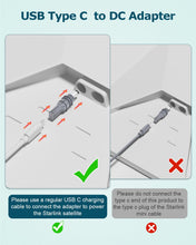 Load image into Gallery viewer, Gunovy 2PCS Starlink Mini USB C to DC Power Cable Adapter, 20V Type C Male to DC 5.5 x 2.1mm Female, for Starlink Mini Accessories, Gray