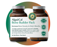 Load image into Gallery viewer, AlgaeCal - Bone Builder Pack for Bone Density Increase, Clinically Supported Plant Based Calcium Supplement &amp; Strontium, Vitamins K2 (100mg), D3 (1600 IU), Magnesium &amp; 16 Essential nutrients