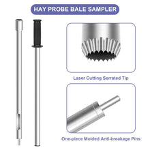 Load image into Gallery viewer, 26 inch Hay Probe Bale Sampler, Stainless Steel Hay and Forage Probe for Drilling, Serrated Tip Design, Comes with Dowel and Metal File for Resharpening