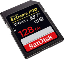 Load image into Gallery viewer, Nikon D850 SanDisk 128GB Extreme Pro Memory Card works with FX-format Digital SLR DSLR Camera SDXC 4K V30 UHS-I (SDSDXXY-128G-GN4IN) with Everything But Stromboli Combo Reader
