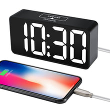 Load image into Gallery viewer, DreamSky Small Digital Alarm Clock for Bederoom, Large Big Numbers Display with Dimmer for Living Room, Electric Bedside Desk Clock with USB Charging Port, Adjustable Volume, USB-C Adapter Powered