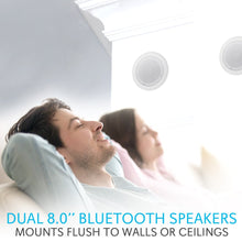 Load image into Gallery viewer, Pyle Pair 8&quot; Bluetooth Flush Mount In-wall In-ceiling 2-Way Universal Home Speaker System Spring Loaded Quick Connections Polypropylene Cone Polymer Tweeter Stereo Sound 250 Watts (PDICBT852RD)