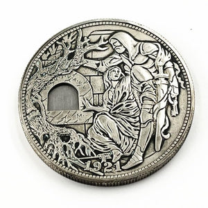 USA Movable Mechanical Coin Hobo Nickel Morgan Dollar Holy Grail Wandering Removeable Sword Amazing Art Collectible Creative Gift Handmade Commemorative