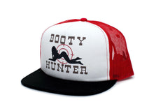 Load image into Gallery viewer, Booty Hunter Flat Bill Unisex-Adult One-Size Trucker Hat Cap Black/Red/White