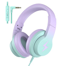 Load image into Gallery viewer, Candy Bila Kids Headphones, Wired Headphones for Kids Over Ear with Microphone, 85/94dB Volume Limiter Headphone for Girls Boys, Foldable Headphone for Learning &amp; Entertainment,Gradient Purple