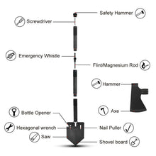 Load image into Gallery viewer, iunio Survival Shovel Multitool with Axe, Camping Shovel Hatchet, Tactical Shovel, Folding with Carrying Bag for Camping, Hiking, Backpacking, Entrenching, Car Emergency