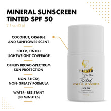 Load image into Gallery viewer, Elixir by Coco March Broad Spectrum Mineral Tinted Sunscreen SPF 50 Water-Resistant-80 min, Hydrates and Enhances Skin, Adults and Children- 2.1 oz 59 g