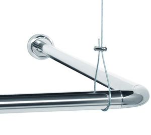 Libaro Ceiling Mounted Shower Curtain Rod Support – Adjustable 60″ Ceiling Suspension Holder for Curved, L-Shaped & Straight Shower Rods, Sturdy Rustproof Stainless Steel Support (Prevents Sagging)