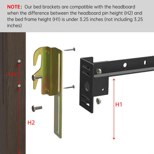 2Pcs 711 Bolt on to Hook on Bed Frame Conversion Brackets with Hardware Hook, Headboard Hook Set,Hook on Bed Frame Brackets Adapter,Hook on Bed Rail