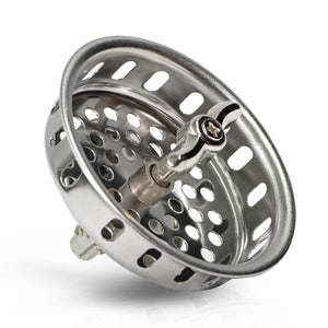 Highcraft 97633 Kitchen Sink Spin and Seal Basket Strainer Replacement for Standard Drains (3-1/2 Inch) Chrome Plated Stainless Steel Body with Threaded Stopper