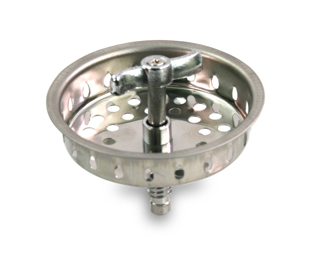 Highcraft 97633 Kitchen Sink Spin and Seal Basket Strainer Replacement for Standard Drains (3-1/2 Inch) Chrome Plated Stainless Steel Body with Threaded Stopper