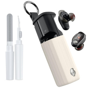 POZCIS for Skullcandy Method 360 ANC Case Cover, Soft Silicone Protective Earbuds Case, Only Compatible with Skullcandy Method 360 ANC with Cleaner Kit Accessories Set(Off-White)