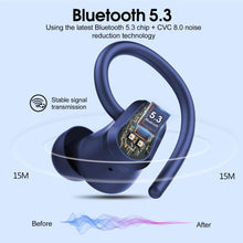Load image into Gallery viewer, Wireless Earbuds Bluetooth 5.3 Headphones Sport, 50H Stereo Ear Buds Dual LED Display, 2025 Bluetooth Earbuds with 4 ENC Noise Canceling Mic, IP7 Waterproof Earphones with Earhooks for Running, Navy