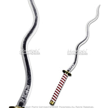 Load image into Gallery viewer, Munetoshi 40” Steel Obanai Iguro Nichirin Katana Serpent Kris Samurai Sword Demon Blk