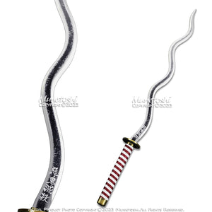 Munetoshi 40” Steel Obanai Iguro Nichirin Katana Serpent Kris Samurai Sword Demon Blk