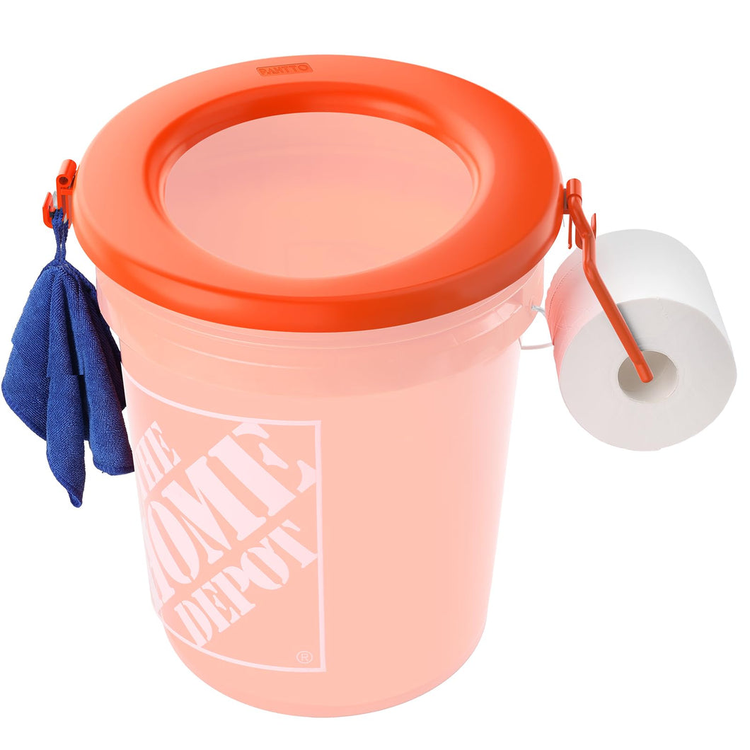 Orange Portable Bucket Toilet Seat - Snap-on for Camping, Hiking, Emergency, Car, Boat, RV Travel