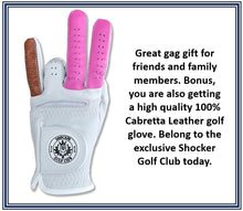 Load image into Gallery viewer, Shocker Funny Golf Glove Men’s - Golf Accessories for Men, Adult 100% Cabretta Leather White Golf Gloves with Extra Grip, Shocker Fun Mens Gag Gift, Left or Right Hand, Small to XXL Sizes