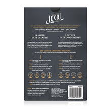 Load image into Gallery viewer, Lexol All Leather Cleaner and Conditioner Kit for Car Seats and Interiors, Couches and Furniture, Shoes and Boots, Baseball Gloves and Horse Saddles, Two 8 oz Bottles and Two Sponges