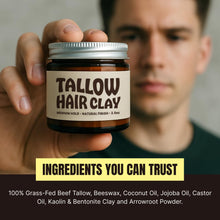 Load image into Gallery viewer, Earth Wave All Natural Tallow Hair Clay - Premium Hair Styling Clay - Organic Ingredients - Zero Toxins - Perfect for everyday use - Medium Hold &amp; Natural Finish - Non-Greasy Formula – 2.5 oz
