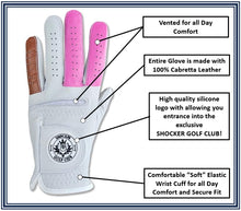 Load image into Gallery viewer, Shocker Funny Golf Glove Men’s - Golf Accessories for Men, Adult 100% Cabretta Leather White Golf Gloves with Extra Grip, Shocker Fun Mens Gag Gift, Left or Right Hand, Small to XXL Sizes