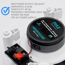 Load image into Gallery viewer, Pyle Pair 8&quot; Bluetooth Flush Mount In-wall In-ceiling 2-Way Universal Home Speaker System Spring Loaded Quick Connections Polypropylene Cone Polymer Tweeter Stereo Sound 250 Watts (PDICBT852RD)