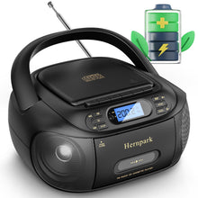 Load image into Gallery viewer, CD Cassette Player Combo, Hernpark Rechargeable Boombox with Bluetooth 5.1, Tape Recording, FM Radio, Super Bass, Stereo Sound, Aux/USB Drive, Headphones Jack, Boom Box for Indoor Outdoor