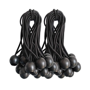 Ball Bungee Cords, 50 Packs, 6Inch Black Tie Down Cords for Tarp, Canopy Shelter, Wall Pipe, UV Resistant