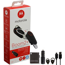Load image into Gallery viewer, Motorola Boom 2+ &quot;HD Flip Bluetooth - Water Resistant Durable Wireless Headset W/Car Charger, (US Retail Packing, Black (Boom 2+ with CLA)