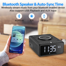 Load image into Gallery viewer, Gelielim CD Player Alarm Clock Radio Boombox with Remote, Bluetooth CD Players for Home, 10W Fast Wireless Charging,FM Radio CD Player, Support AUX/USB/Timer/Dimmer/Auto Time Setting, Large LCD