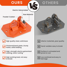 Load image into Gallery viewer, 2 Pack 3/8&quot; Tractor Bucket Hooks with D Ring, Grade 70 Forged Steel Bolt On Grab Hook for Tractor Bucket Compatible with Kubota, John Deere, Kiot, RV, UTV, Truck, Max 15,000 lbs,Orange