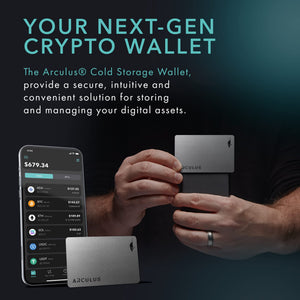 Arculus Crypto Cold Storage Wallet, Secure Bitcoin & Ethereum Wallet, 3-Factor Authentication, Silver