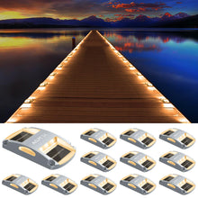 Load image into Gallery viewer, AGPTEK Solar Driveway Lights 12 Pack, Outdoor Deck Dock Marine LED Solar Powered Waterproof Driveway Marker Lights for Warning Step, Sidewalk, Pathway, Garden, Yard (Warm White)