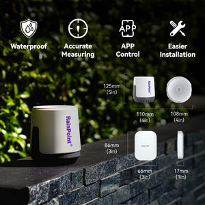 RAINPOINT Wireless Digital Rain Gauge Outdoor with App - Smart Rain Gauge with Accurate Weather Sensor - Complete Home Weather Stations Kit with Water Gauges and 2.4 GHz Wi-Fi Smart Gateway Hub