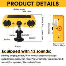 Load image into Gallery viewer, Qualirey Solar Outdoor Motion Sensor Alarm 2 x 129db Loud Noise Maker 13 Sound Detector Strobe Light, 4 Modes Animal Deterrent Dog Barking Alarm Mount on Ground or Fence for Garden Yard(2 Pack)