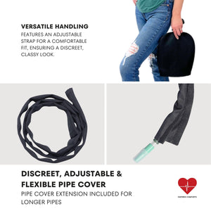 Inspired Comforts Slip on 2000ML Urine Bag Cover with Zipper Access & Tube Cover - Classic Black